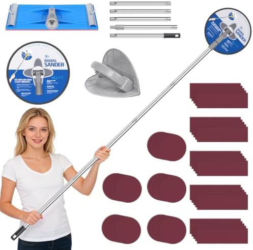 Drywall Pole Sander Kit with Corner Sander, 2 Sanding Heads & 50 Sandpaper