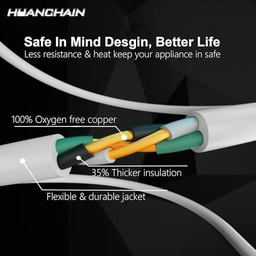 HUANCHAIN Indoor Outdoor White Extension Cord 6 FT Waterproof 16/3 Gauge