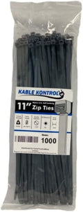 Kable Kontrol Cable Zip Ties, 11 Inch, 1000 Pcs, 50lbs Test, Gray | Nylon Plastic, Self Locking, UL Listed, Indoor Use