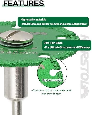 Diamond Rotary Tool Cut-Off Wheels - 5pcs 1-3/16 Inch(30mm) Metal Cutting disc for Rotary Tool Accessories with 1pc 1/8” Mandrel for Metal, Iron Pipe, Iron Sheet, Bolts, Screws