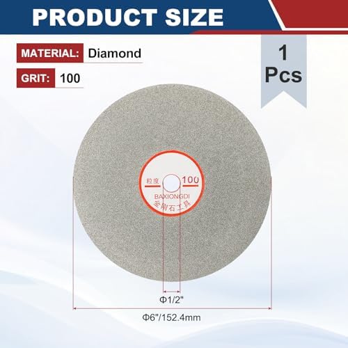 6 Inch x 1/2" Arbor Diamond Flat Lap Disc, 100 Grit