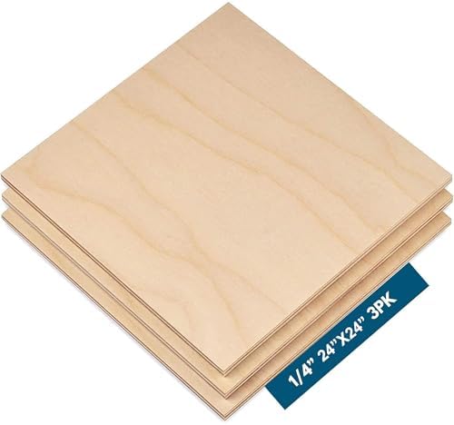 6MM (1/4") 24" x 24" Baltic Birch Plywood B/BB Grade (Pack of 3) for Arts, Crafts, School Use, DIY, Drawing, Painting, Wood Engraving, Burning & Laser