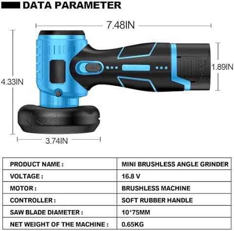 ZFULVO Cordless Angle Grinder Brushless Kit 19500rpm Cutting and Grinding