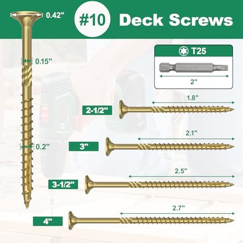 #10 x 4” Deck Screws, 108Pcs Star Drive Wood Screws