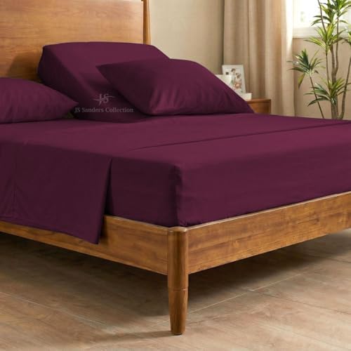 JS Sanders Collection Split Head Sheet Set 4PC Cal. King Size, Wine