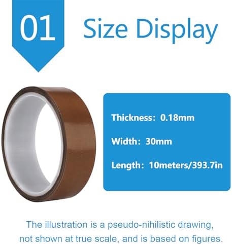 PTFE Heat Resistant Tape Self-Adhesive PTFE Teflon Fabric Tape Suitable for Industrial Repair, Thickness 0.18Mm,Width：30mm
