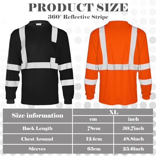 Amylove 4 Pcs Long Sleeve High Visibility Safety Shirts,XL,4 Colors