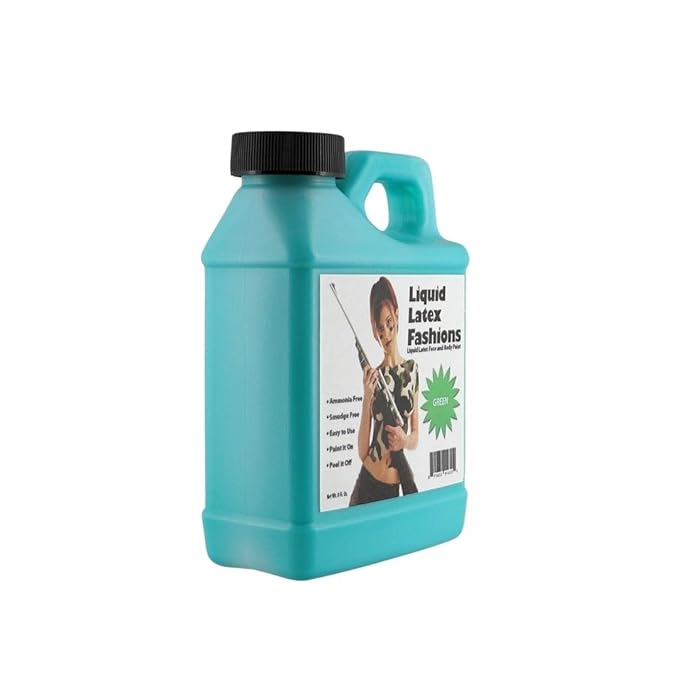 Green 8 Oz - Liquid Latex Body Paint, Ammonia Free No Odor, Easy On and Off, Cosplay Makeup, Creates Professional Monster, Zombie Arts