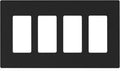 ELEGRP 4-Gang Screwless Decorative Wall Plates, Mid-Size Unbreakable Thermoplastic Faceplate Cover for Decorator Receptacle Outlet Switch, UL Listed (1 Pack, Matte Black)