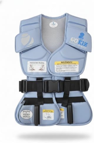 801 Child Restraint Vest – Lightweight Portable Car Seat Belt Positioner, Travel Safety Harness (Ages 3–6, Light Blue)