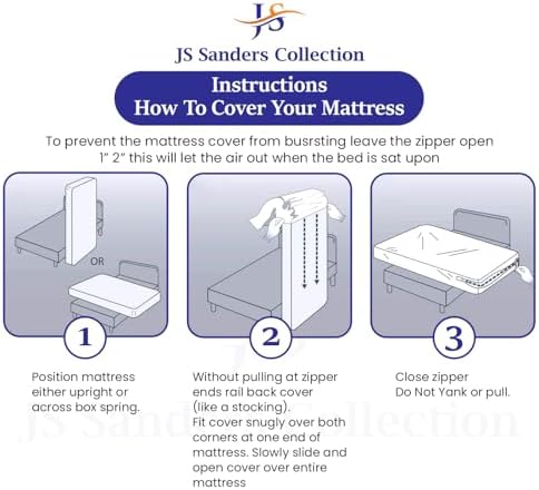 JS Sanders Zippered Mattress Protector Twin Size – Soft 100% Egyptian Cotton, 600 Thread Count Deep Pocket Fitted Sheet Encasement Cover for Bed Breathable, 12-16 Inch Fit, Silver Grey 39x75