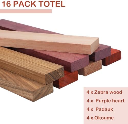 16 Pcs Exotic Hardwood Lumber 3/4" X 2" X 24"