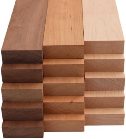 Exotic Wood Zone Variety Pack - 5 Walnut, 5 Maple, 5 Cherry Hardwood Boards (3/4" x 2" x 24") - 15 Pcs Total for Woodworking, Crafting, DIY Projects, Wood Carving