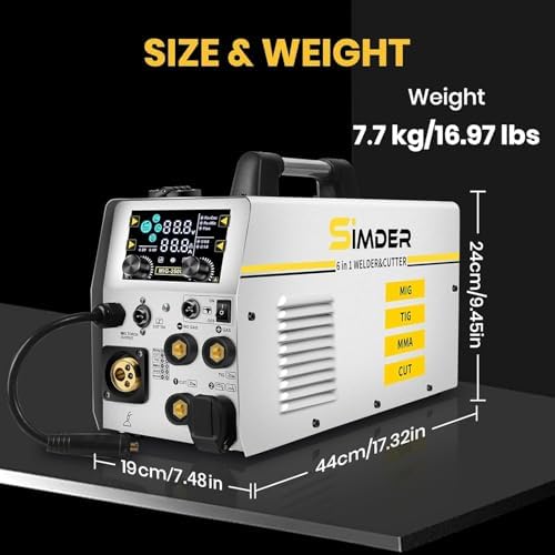 SSimder 6 in 1 MIG Welder Plasma Cutter Combo, Synergic 110V 220V