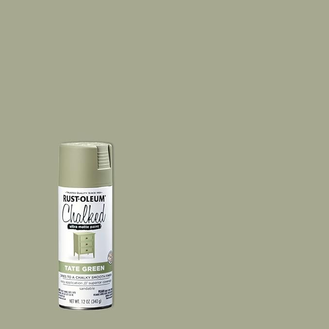 Rust-Oleum Tate Green Chalked All-in-One Ultra Matte Spray Paint | One Coat Coverage | No Primer, Sanding, Or Topcoat Needed | Easy Spray Application | Made in USA | 12 OZ
