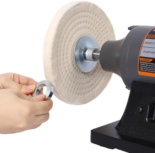 8" Electric Polisher Benchtop Buffer Grinder,Polishing Machine Includes 4PCS 80Ply Thic Buffing Wheels,Ideal Bench Grinder Buffer Polisher for Polishing Metal,Jewelry,Knives,Wood,Jade (Gray, 8")