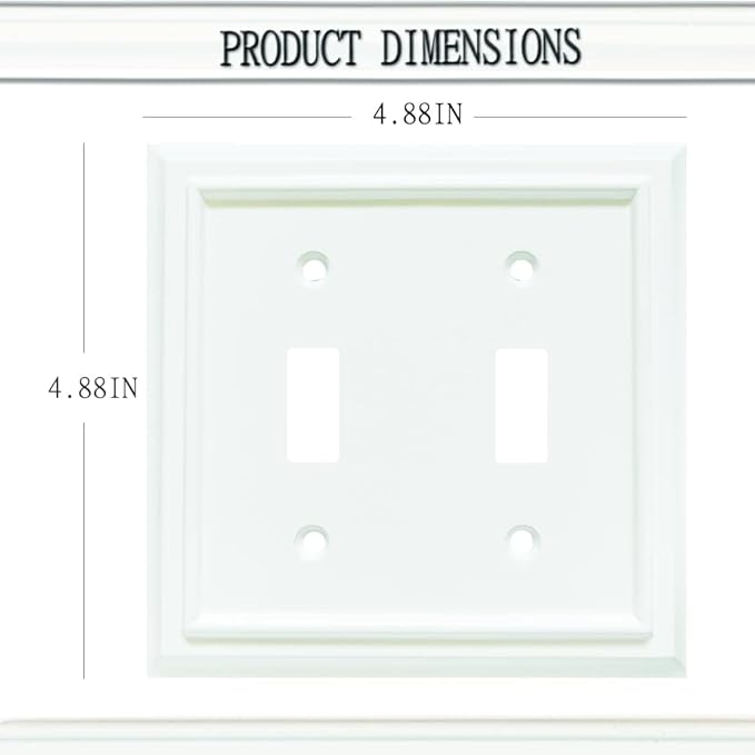 Wall Plates, Duplex Outlet Covers, Toggle Light Switch Plates, Decorator Light Switch Cover, Bamboo Fiber Material Wall Plate, Standard Size Wall Plates of various styles,White (2 Gang Toggle 2 Pack)