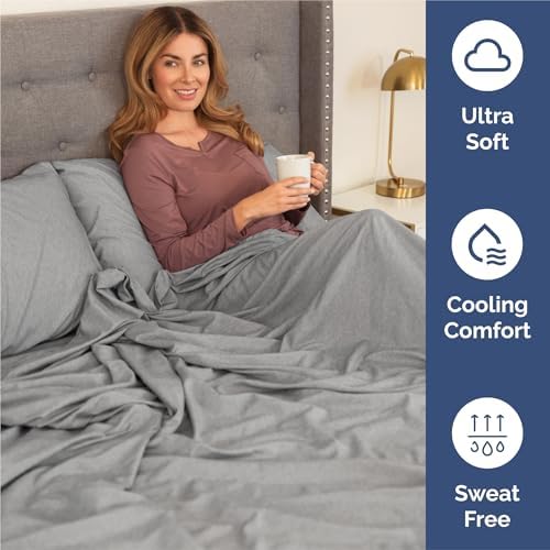 Split King Size 5 Piece Sheet Set - Breathable & Cooling - Heathered Grey