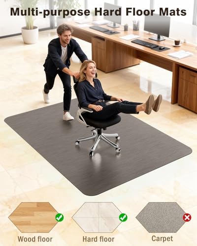 Blvornl Ultra Large Office Chair Mat for Hardwood Floor, Rolling Chair Mat for Hard Wood, Large Anti-Slip Hard Floor Protector, Heavy Duty Computer Desk Rug for Office and Home 50"*63" Brown