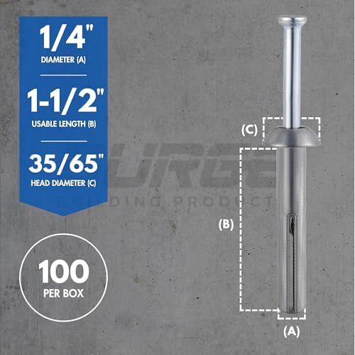 1/4" X 1-1/2" Stainless Hammer Drive Nail in Concrete Anchor (Box of 100)