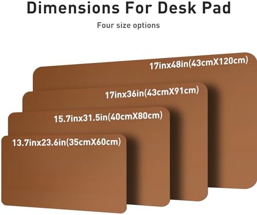 Aothia Leather Desk Pad Protector, Mouse Pad, Office Desk Mat, Non-Slip PU Leather Desk Blotter, Laptop Desk Pad, Waterproof Desk Writing Pad for Office and Home (48"x17",Brown)