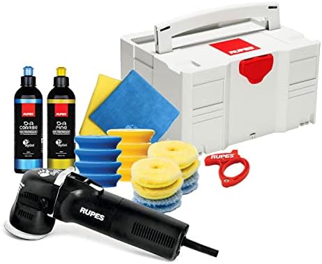RUPES LHR75E Mini Car Accessories for Car Detailing, Orbital Cleaner, Car Cleaning Tool for Wash with Mini Polisher, Compound & Towels, Foam & Wool Pad (Spot Repair Kit)