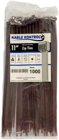 Kable Kontrol Cable Zip Ties, 11 Inch, 1000 Pcs, 50lbs Test, Brown | Nylon Plastic, Self Locking, UL Listed, Indoor Use