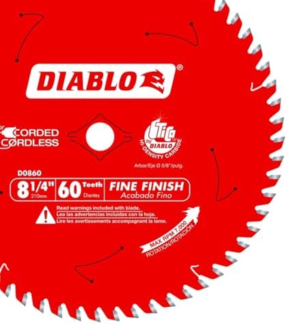 Diablo Fine Finish Saw Blade - 8-1/4 in Diameter, 60 ATB Teeth