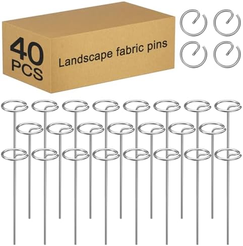 40 Pcs 6-Inch Heavy-Duty Galvanized Landscape Staples – Thickened 8 Gauge Circle Top Pins, Rust-Resistant for Weed Barrier, Landscape Fabric, and Garden Projects