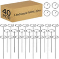 40 Pcs 6-Inch Heavy-Duty Galvanized Landscape Staples – Thickened 8 Gauge Circle Top Pins, Rust-Resistant for Weed Barrier, Landscape Fabric, and Garden Projects