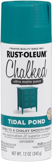 Rust-Oleum Tidal Pond Chalked All-in-One Ultra Matte Spray Paint | One Coat Coverage | No Primer, Sanding, Or Topcoat Needed | Easy Spray Application | Made in USA | 12 OZ | 6 Pack