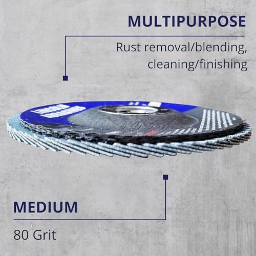100 Pack Flap Discs, 80 Grit 4.5" x 7/8" Sanding Wheels for Angle Grinder