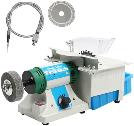 5-in-1 Mini Table Saw, Speed Adjustable Table Saws for Crafts, 750W Electric Desktop Grinder Polisher Sander for Cutting Polishing Grinding Carving Drilling of Wood Jade Metal Agate