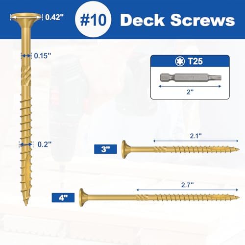 #10 x 4” Deck Screws, 316Pcs Star Drive Wood Screws