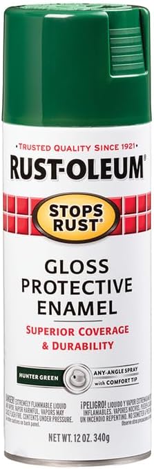 Rust-Oleum 7738830 Stops Rust Spray Paint, 12 oz, Gloss Hunter Green