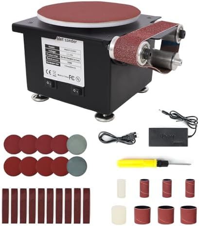 2 in 1 Mini Belt Disc Sander, 6 Inch Belt Sander Adjustable Speed Electric Grinding Sanding Machine, Handcraft System Bench Grinder Small Spindle Sander Machine for Metal Working and Woodworking