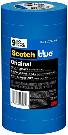 Scotch Painter's Tape Original Multi-Surface Painter's Tape, 2090, 9 Rolls & Scotch Contractor Grade Masking Tape, Tan, Tape for General Use, Multi-Surface Adhesive Tape, 0.94 Inches x 60.1 Yards