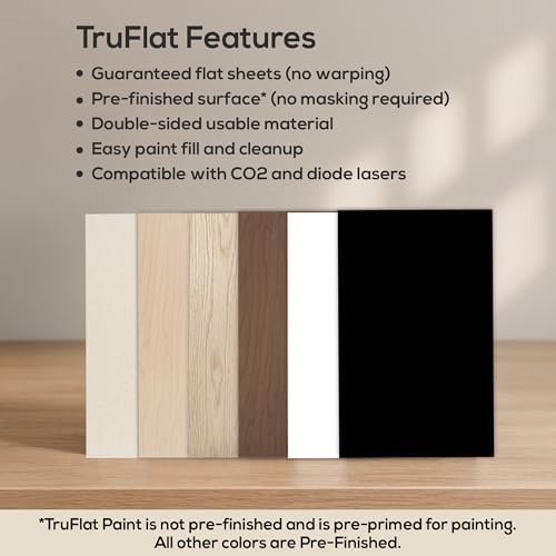 TruFlat Plywood Laser Wood Sheets, 12 x 19 x 1/8 in, Linen, Case of 24