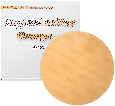 Super Assilex Flexible 5 inch Sanding Discs, Orange K-1200, No Holes, Hook & Loop, 195-1510, 25 Discs