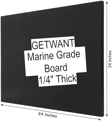 Black HDPE Sheet 24x24 Inch 1/4" Thick, 6 mm Marine Grade HDPE Plastic Board, Waterproof Heavy Duty Black Panel for Boat, DIY, Workbench & Outdoor Projects
