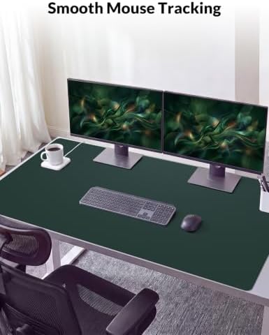 Leather Desk Mat 48" x 17", Dark Green PU Large Desk Pad Protector