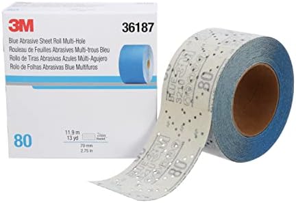 3M Hookit Blue Abrasive Sheet Roll, 36187, 80, 2.75 in x 13 yd