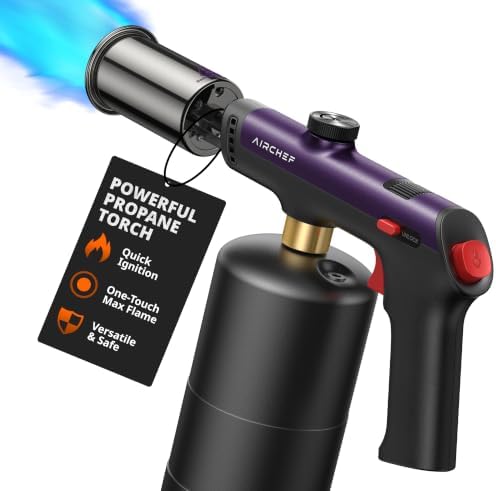 Propane Torch Gun, One-Touch Max Fire, Safety Lock, Royal Purple