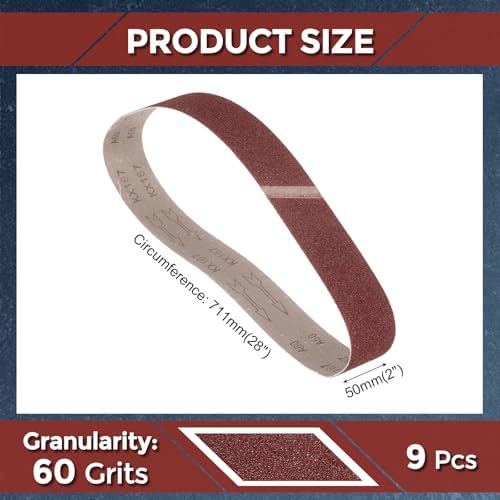 9 Pcs Sanding Belts 2 x 28 Inch 60 Grit Aluminum Oxide