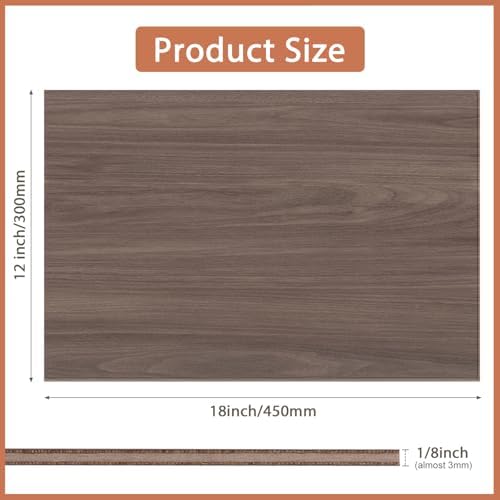 5 Pack Walnut Plywood Sheets 12x18x1/8 Inch, 3mm Plywood for Laser Cutting & Engraving, Unfinished Wood for Crafts, Wood Burning, Architectural Models.