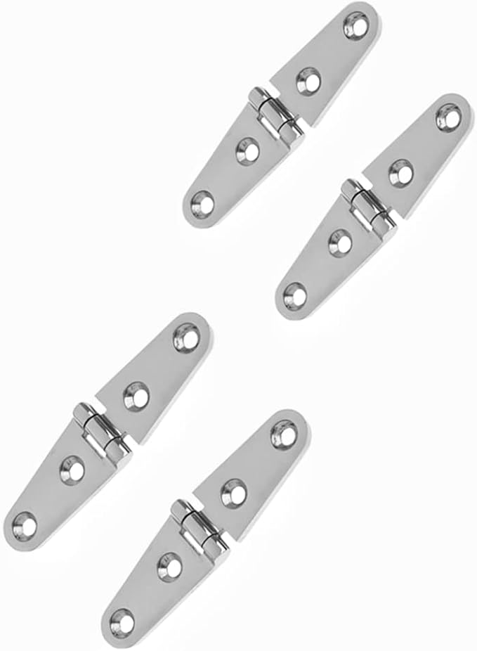 316 Stainless Steel Boat/Door Hinge ，Heavy Duty Marine Grade Cupboard Cabinet Drawer Door Strap Butt Hinge Furniture Hardware (Size: 4”X1”,2pcs)
