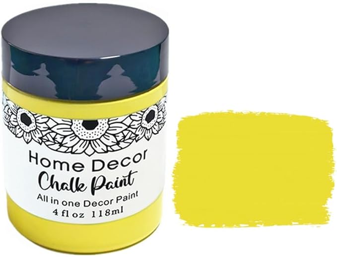 Non-Toxic Furniture Paint Vintage Chalk Paint for Wood/Metal/Glass, Indoor/Outdoor Use No Sanding & Primer Needed Matte Finish Cabinet Paint, Waterbased | Acrylic | Crafts for DIY Projects 4oz/118ml (Lemon)