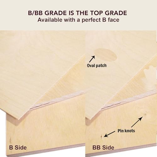 6MM (1/4") 24" x 24" Baltic Birch Plywood B/BB Grade (Pack of 3) for Arts, Crafts, School Use, DIY, Drawing, Painting, Wood Engraving, Burning & Laser