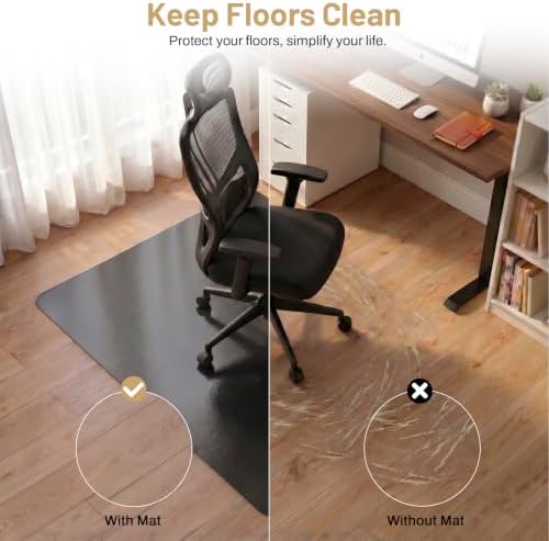 Black Hardwood Floor Chair Mat, Heavy Duty Plastic Desk Protector