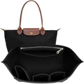 Doxo Purse Organizer Insert for Longchamp Le Pliage Tote, Large Bag Organizer with YKK Zipper Pocket & Cup Holder, Handbag Shaper for Women, Fits Original/Green/Energy L Tote, Black-WL